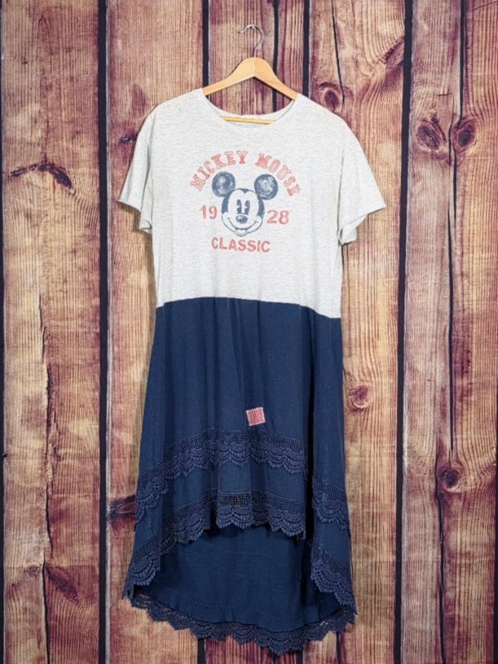 Upcycled High Low Mickey Mouse Tee Dress L XL